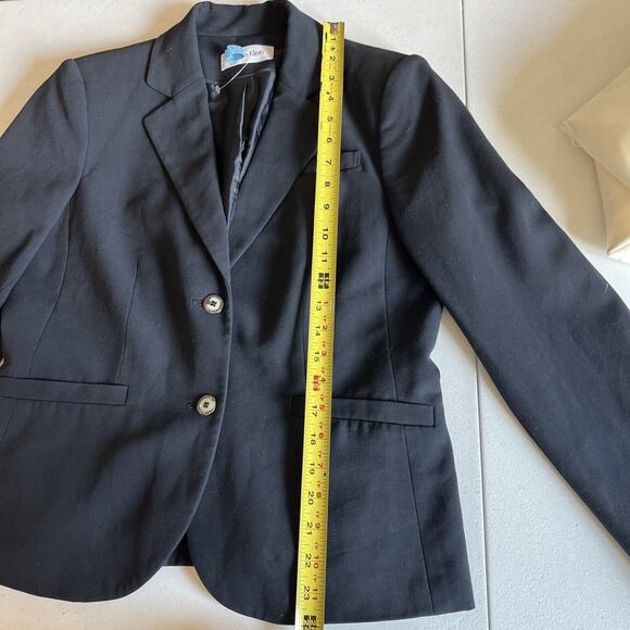 Calvin Klein Womens Sz 8 Two Button Lux Blazer Long Sleeve Black Collar Lined - Picture 10 of 16